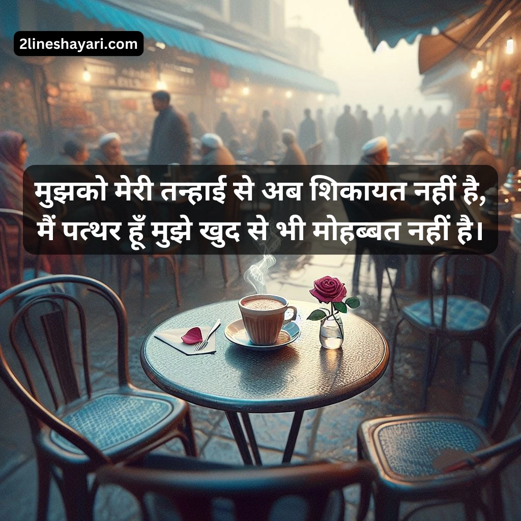 Reflective Alone Shayari in 2 Lines - Solitude Poetry